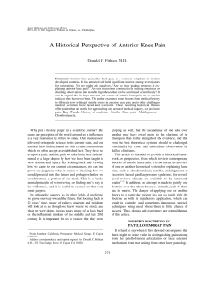 A Historical Perspective of Anterior Knee Pain