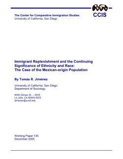 Immigrant Replenishment and the Continuing Significance of