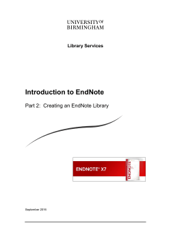 Creating an Endnote Library - University of Birmingham Intranet