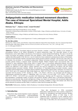 Antipsychotic medication induced movement disorders: The case of