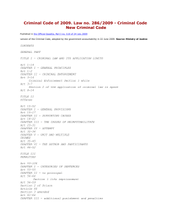 Criminal Code of 2009. Law no. 286/2009
