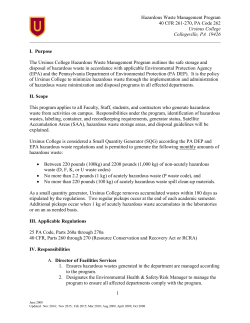 Hazardous Waste Management Plan