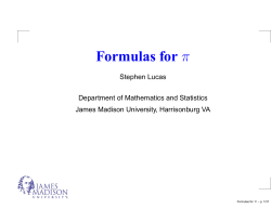Pi Formulas - James Madison University