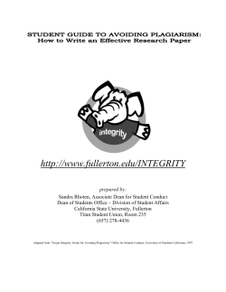 Student Guide to Avoiding Plagiarism