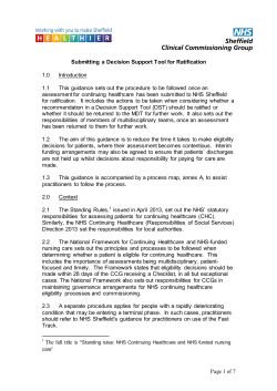 Guidance - Sheffield CCG