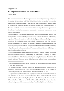 Original Sin A Comparison of Luther and Melanchthon