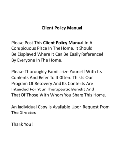 House Policies - His House Recovery Residence, Inc.