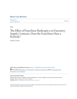 The Effect of Franchisor Bankruptcy on Executory Supply Contracts