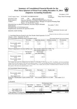 Summary of Consolidated Financial Results for the First Three