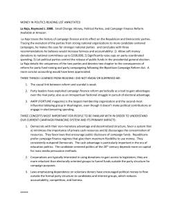 Money, Political Parties, and Campaign Finance