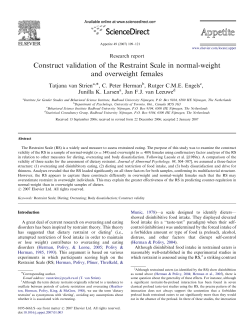 Construct validation of the Restraint Scale in