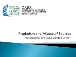 Plagiarism and Misuse of Sources - CASA