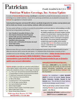 PWC Newsletter August 2015 - Patrician Window Coverings