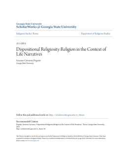 Dispositional Religiosity:Religion in the Context of Life Narratives