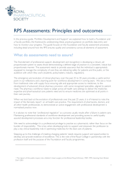 RPS Assessments: Principles and outcomes