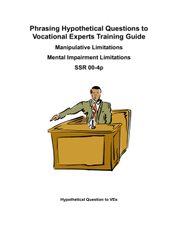 Phrasing Hypothetical Questions to Vocational Experts Training Guide