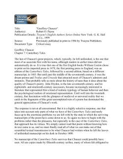 Title: "Geoffrey Chaucer" Author(s): Robert O. Payne Publication
