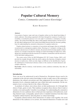 Popular Cultural Memory