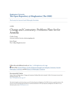 Change and Contrariety: Problems Plato Set for Aristotle