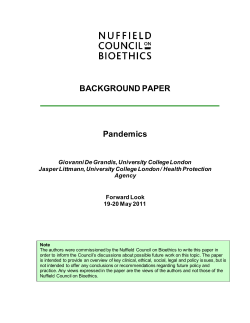 BACKGROUND PAPER Pandemics