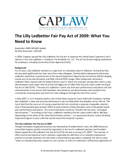 The Lilly Ledbetter Fair Pay Act of 2009: What You Need