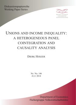 unions and income inequality a heterogeneous panel cointegration