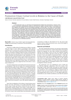 Postmortem Urinary Cortisol Levels in Relation to the Cause of Death