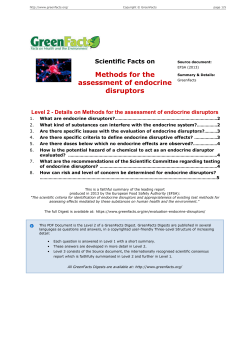 Scientific Facts on Methods for the assessment of endocrine disruptors