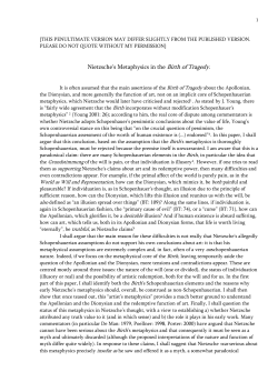 Nietzsche`s two metaphysics in the Birth of Tragedy