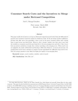 Consumer Search Costs and the Incentives to Merge under Bertrand