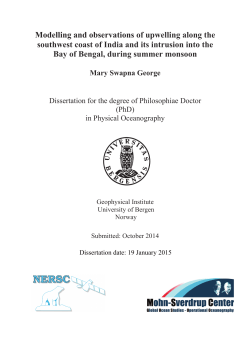 Modelling and observations of upwelling along the - (BORA)
