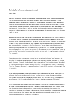 The Embodied Self: movement and psychoanalysis Katya Bloom