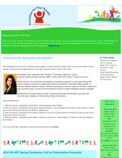 Introducing our Spring Keynote Speaker! 2016 WA