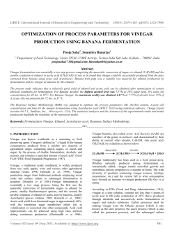 optimization of process parameters for vinegar production