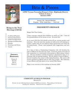 January 2016 - Vernon Township Woman`s Club