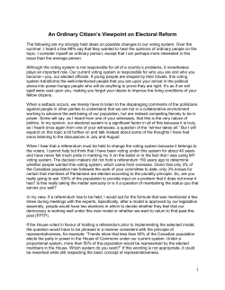 An Ordinary Citizen`s Viewpoint on Electoral Reform