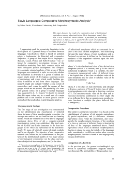 Slavic languages: comparative morphosyntactic analysis