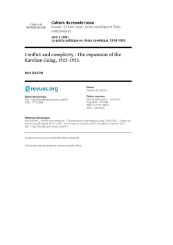 Conflict and complicity : The expansion of the Karelian Gulag, 1923