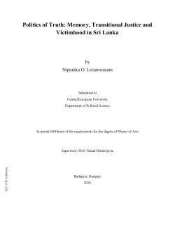 Politics of Truth: Memory, Transitional Justice and Victimhood in Sri