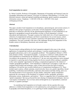 Couclelis (1998) - UCSB Geography - University of California, Santa