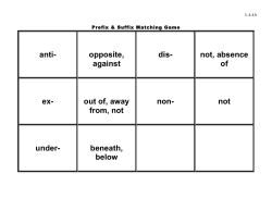 anti- opposite, against dis- not, absence of ex