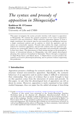 The syntax and prosody of apposition in Shingazidja
