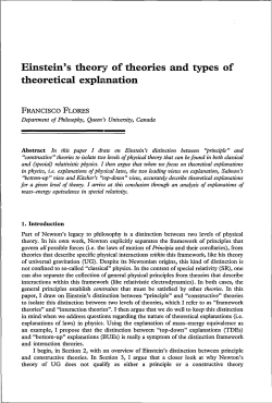 Einstein`s Theory of Theories and Types of Theoretical Explanation