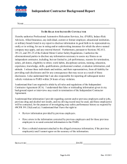 Independent Contractor Background Report