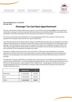 Dem merger Tax Co ost Base e Appo ortionm ment