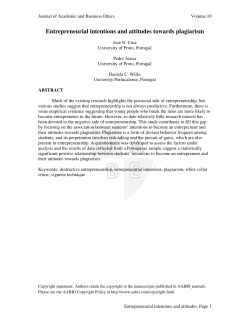 Entrepreneurial intentions and attitudes towards plagiarism