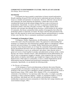 COMMUNITY IN POSTMODERN CULTURE