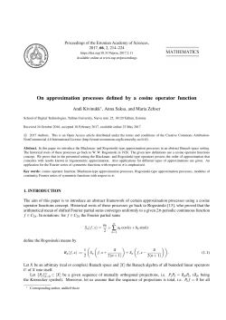 On approximation processes defined by a cosine operator function