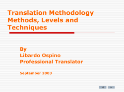 The Intention Of The Translator - Dipartimento di Lingue, Letterature