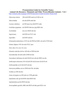 Pronunciation Guide for Scientific Names Animal Life Resource